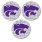 Kansas State University Ornament - Set of 3 Circle Shapes - FREE SHIPPING