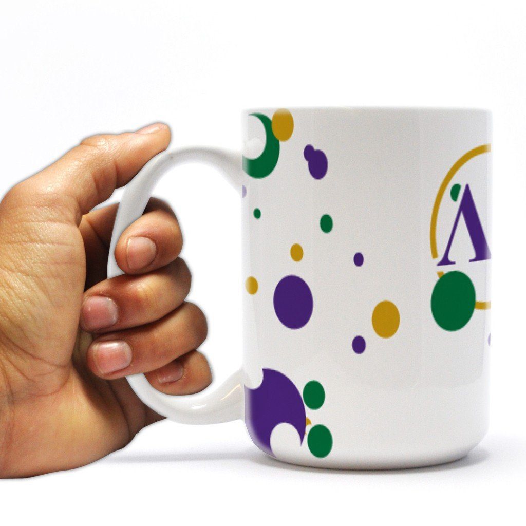 Lambda Chi Alpha 15oz Coffee Mug “ Badge with Bubbles Design