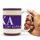 Lambda Chi Alpha 15oz Coffee Mug “ Badge with Purple Stripes Design