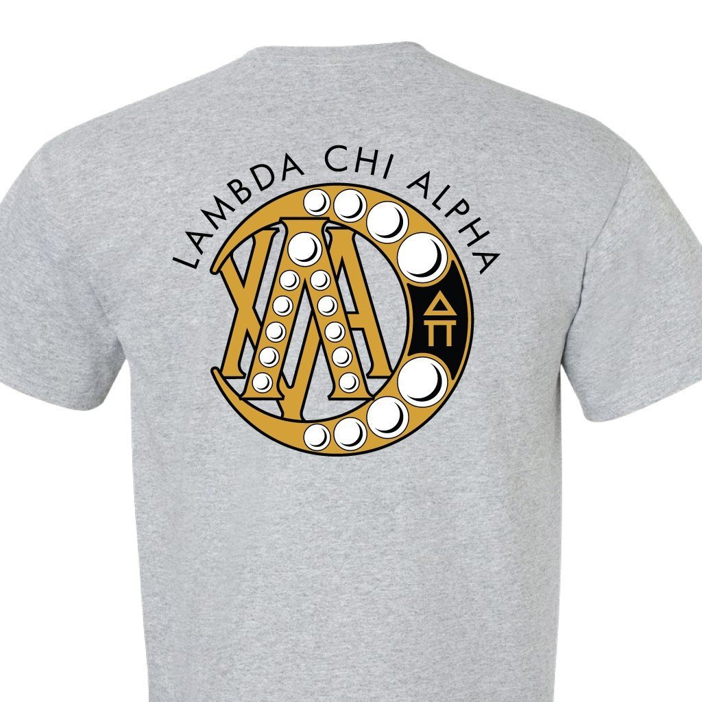 Lambda Chi Alpha Standard T-Shirt - Greek Letters with Badge - FREE SHIPPING