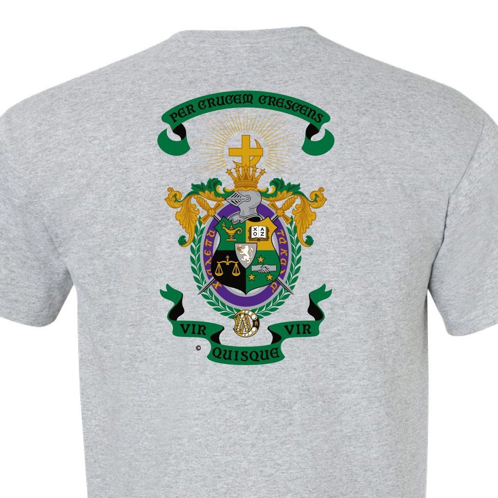 Lambda Chi Alpha Standard T-Shirt - Greek Letters with Coat of Arms - FREE SHIPPING