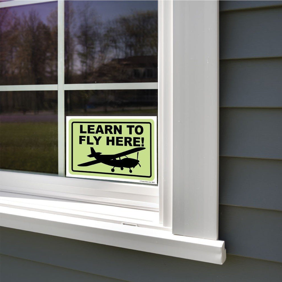 Learn to Fly Here Sign or Sticker | VictoryStore – VictoryStore.com