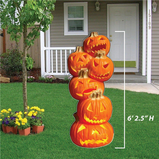 Life Size 6' Tall Stacked Jack-O'-Lanterns Halloween Lawn Decoration - FREE SHIPPING