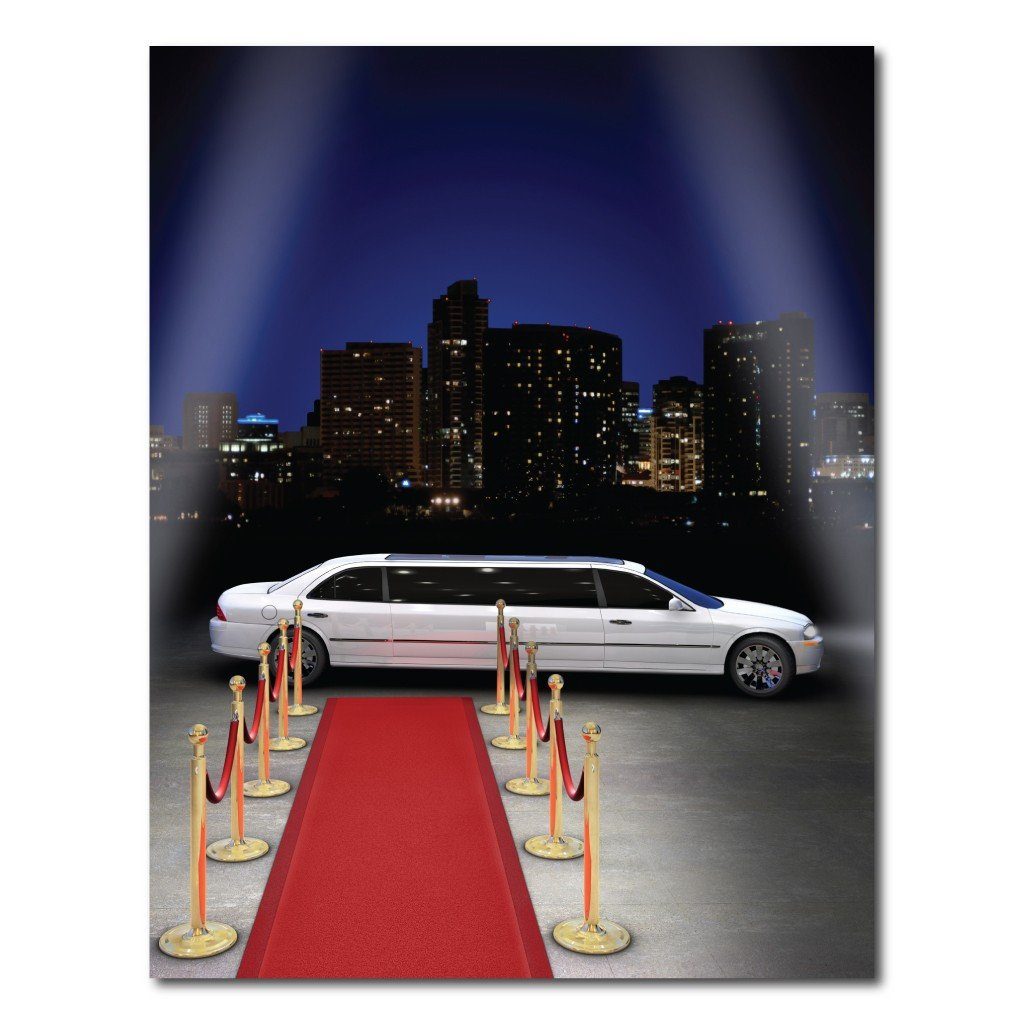 Red Carpet Limo Vinyl Photography Backdrop - 8'x10' or 8'x14'