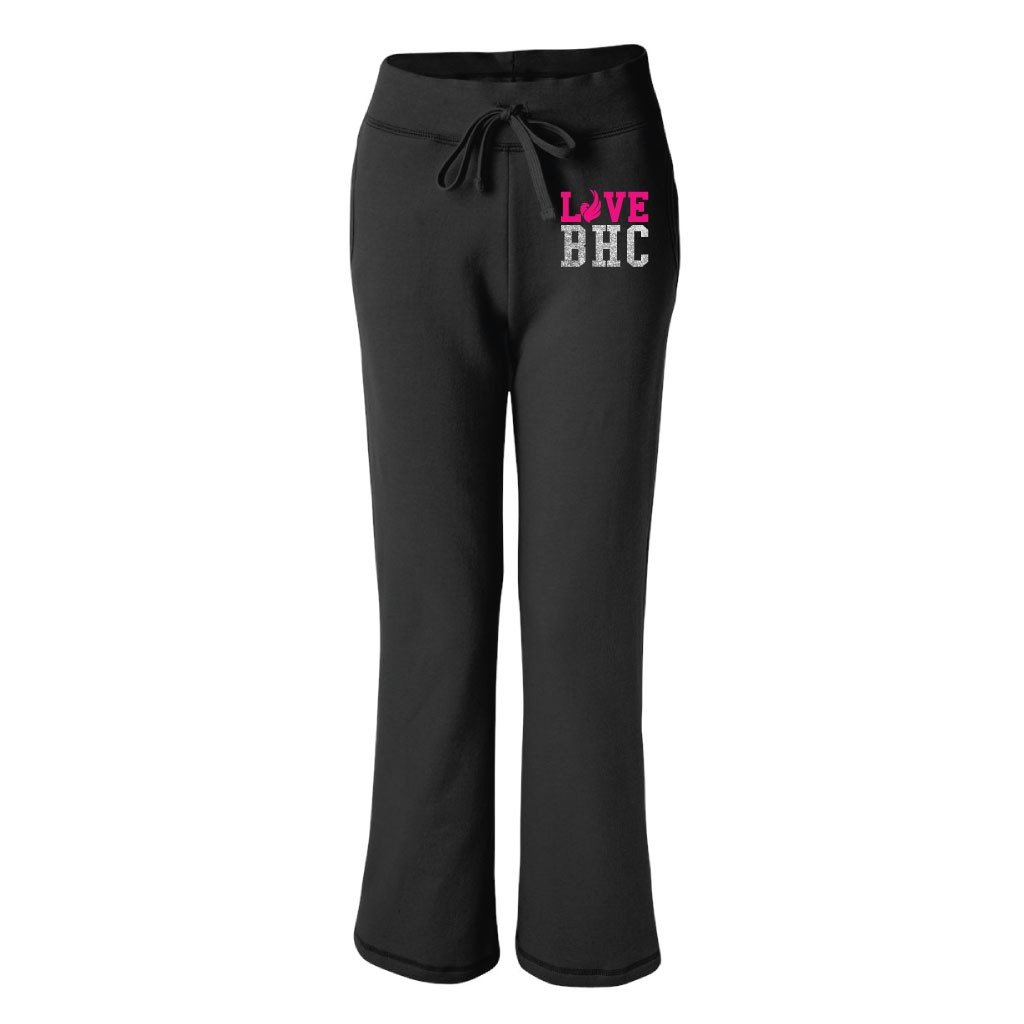 Love BHC Black Ladies Fit Open Bottom Sweatpants - Neon and Glitter Imprint