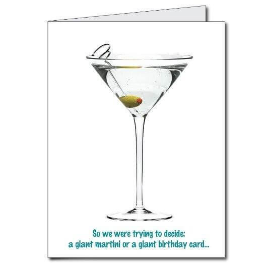 4' Stock Design Happy Birthday Funny Martini Giant Greeting Card w/Envelope