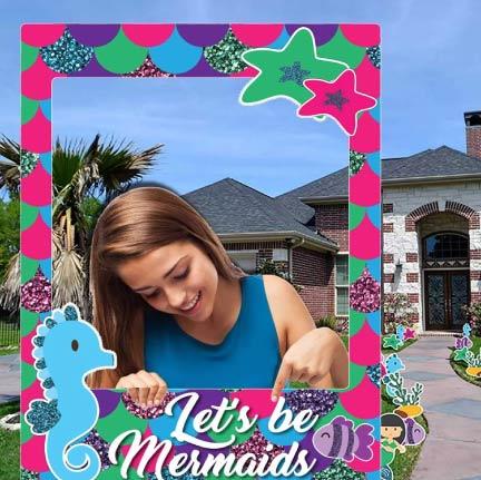 Glitter Mermaid Birthday Photo Booth Frame Prop FREE SHIPPING