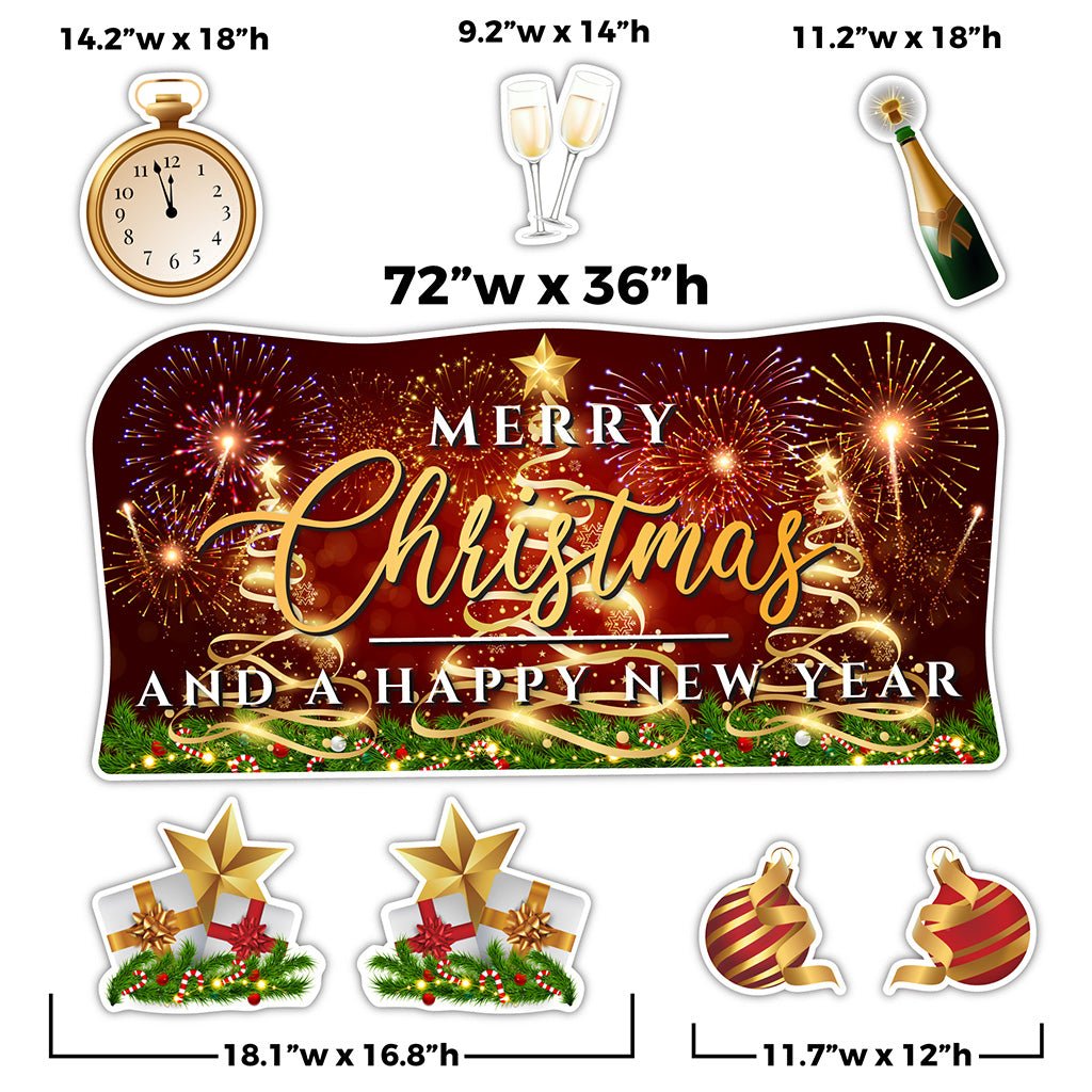 Merry Christmas and a Happy New Year Oversized Yard Decoration - 8 piece set
