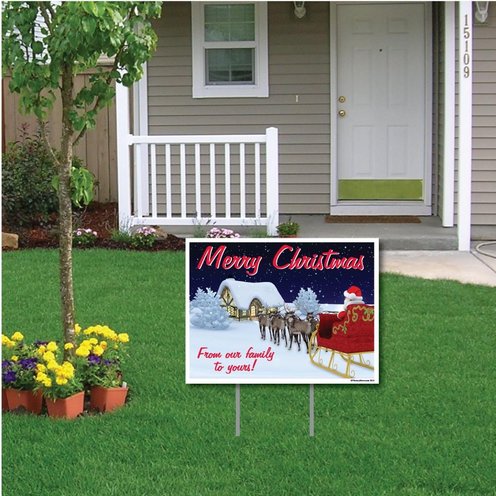 Merry Christmas From our Family to Yours Lawn Sign Display - FREE SHIPPING