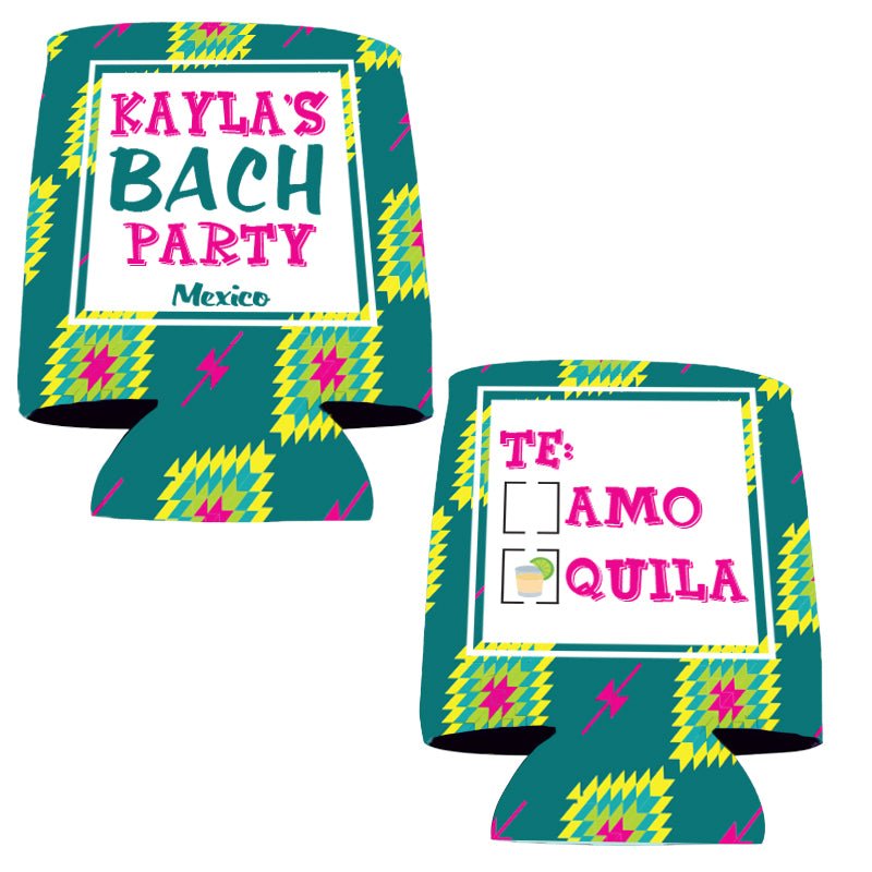 Mexican Themed Bachelorette Party Custom Can Cooler Set
