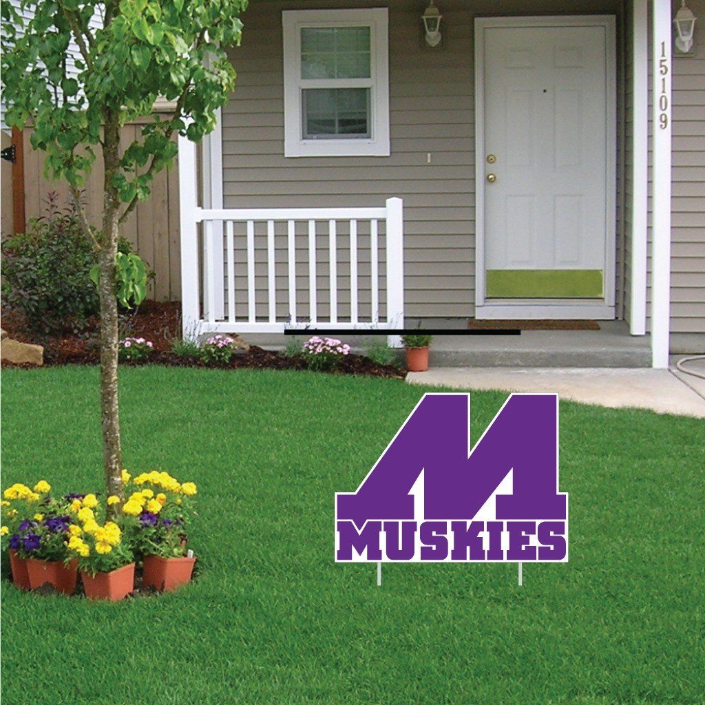 Muscatine High School Muskies Block M Logo 16”x22” Shaped Yard Sign with 2 Short Posting Stakes
