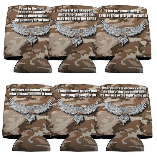 Military Can Cooler Set of 6 - 6 Designs - FREE SHIPPING