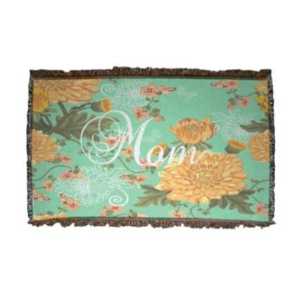 Mom Floral Woven Throw Blanket