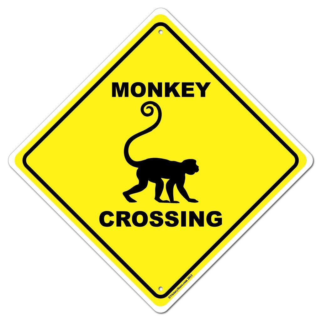 Monkey Crossing Sign or Sticker