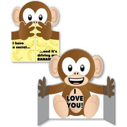 3' Tall Design Your Own Giant Monkey Hug Greeting Card W/Envelope