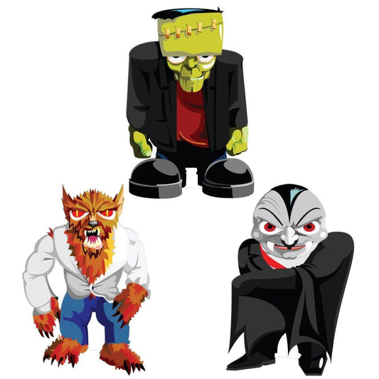 Halloween Yard Decoration Frankenstein, Werewolf, and Dracula Stand Up with easels - FREE SHIPPING