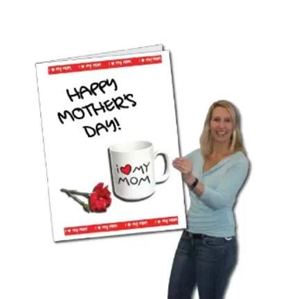 Mother's Day Coffee Cup with Flowers Giant Card - Stock Design - Free Shipping!