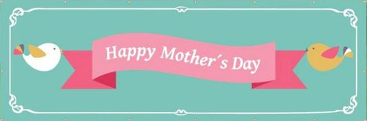 Happy Mother's Day 2'x6' Vinyl Banner-Teal Background