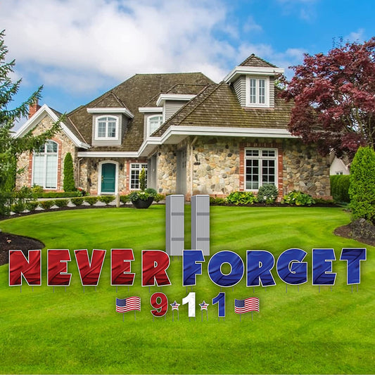 Never Forget September 11th Remembrance Yard Card, 20 pcs, Includes Stakes