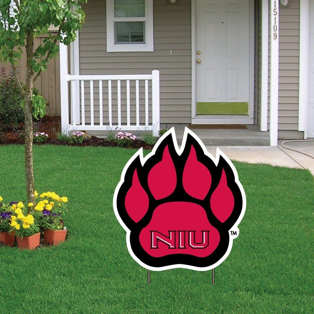 Northern Illinois University Paw Shaped Plastic Yard Sign with 2 EZ stakes
