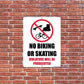 No Biking or Skating Sign or Sticker