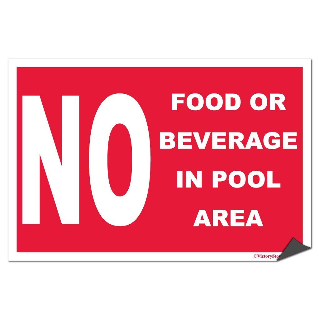 No Food or Beverage in Pool Area Sign or Sticker - #9