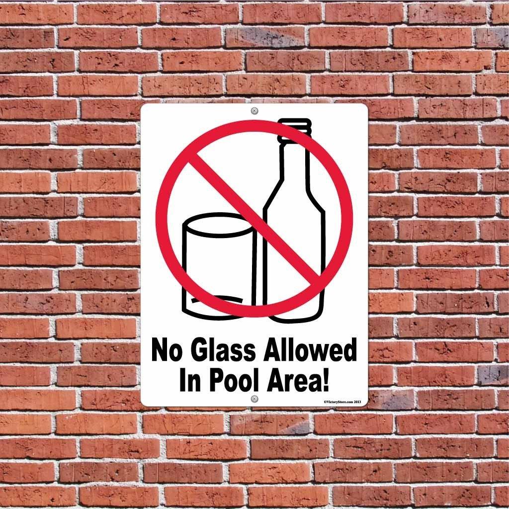No Glass Allowed in Pool Area Sign or Sticker - #2