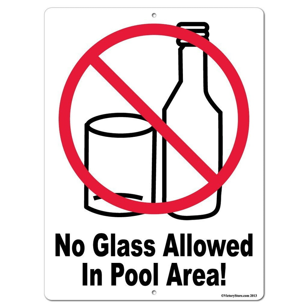 No Glass Allowed in Pool Area Sign/Sticker | VictoryStore