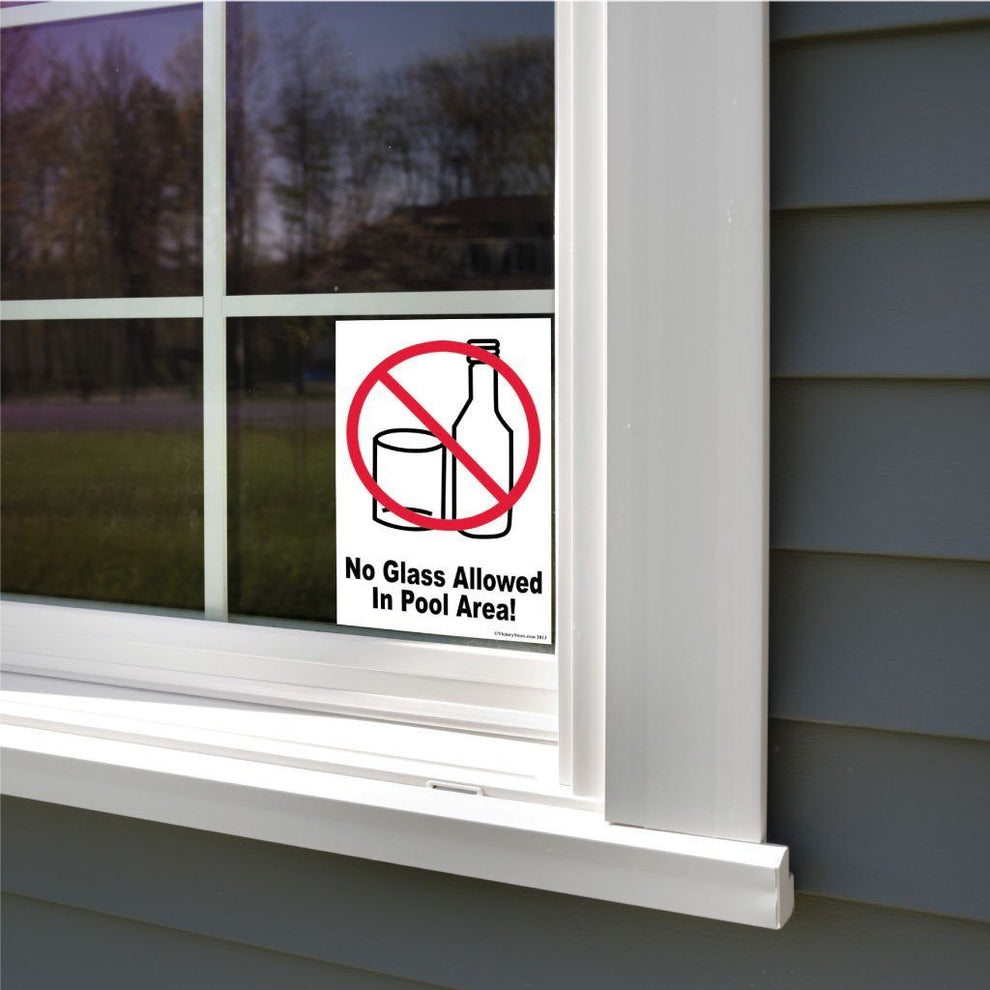 No Glass Allowed in Pool Area Sign/Sticker | VictoryStore