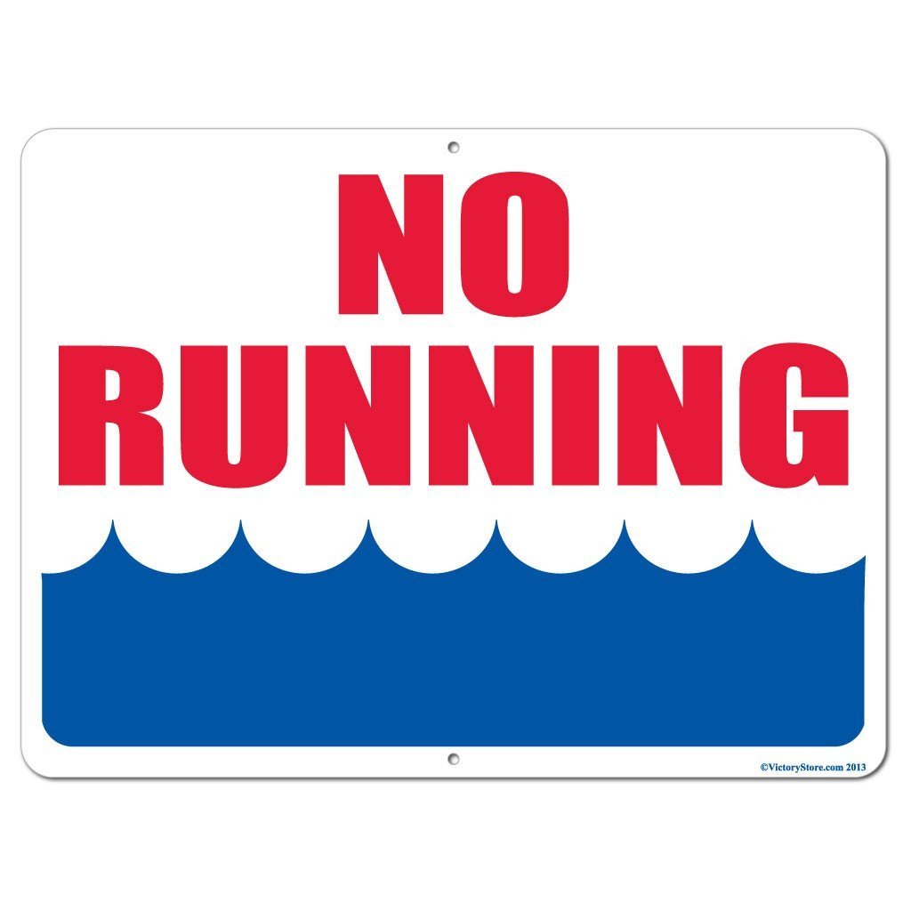 No Running by Water 18"x24" Aluminum Sign