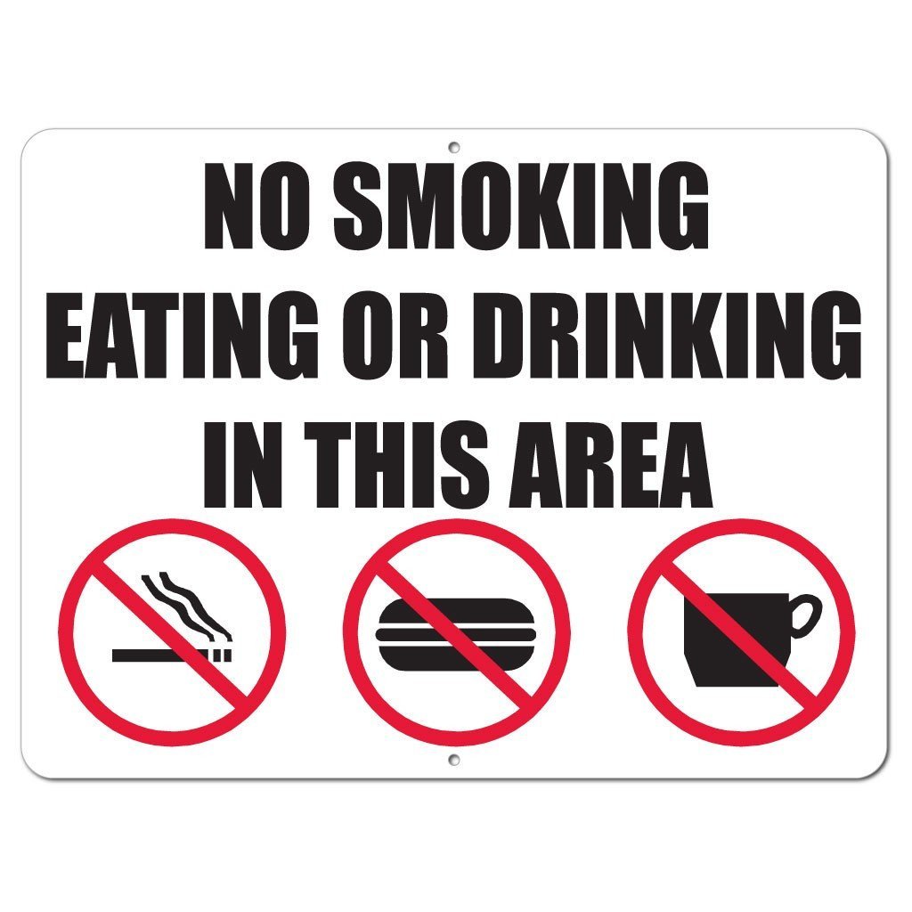 No Smoking, Eating or Drinking in This Area Sign or Sticker - #8