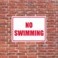 No Swimming Horizontal Sign or Sticker - #7