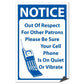 Notice “ Cell Phone on Quiet or Vibrate Sign or Sticker - #15