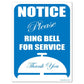 Notice “ Please Ring Bell for Service “ Thank You Sign or Sticker - #2