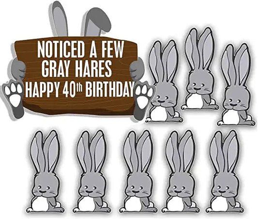 Noticed A Few Gray Hares Happy 40th Birthday Birthday Yard Cards, 9 pc Set