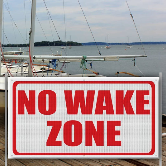 No Wake Zone Mesh banner red design