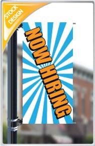 18"x36" Now Hiring Pole Banner FREE SHIPPING