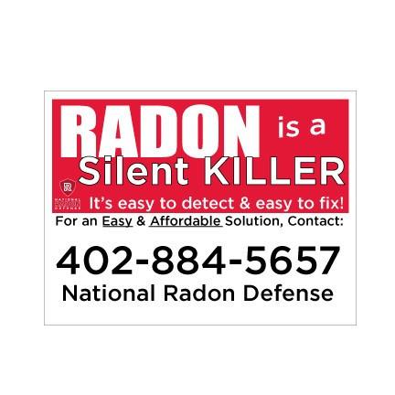 National Radon Defense 18x24 Yard Sign with EZ Stakes - Silent Killer
