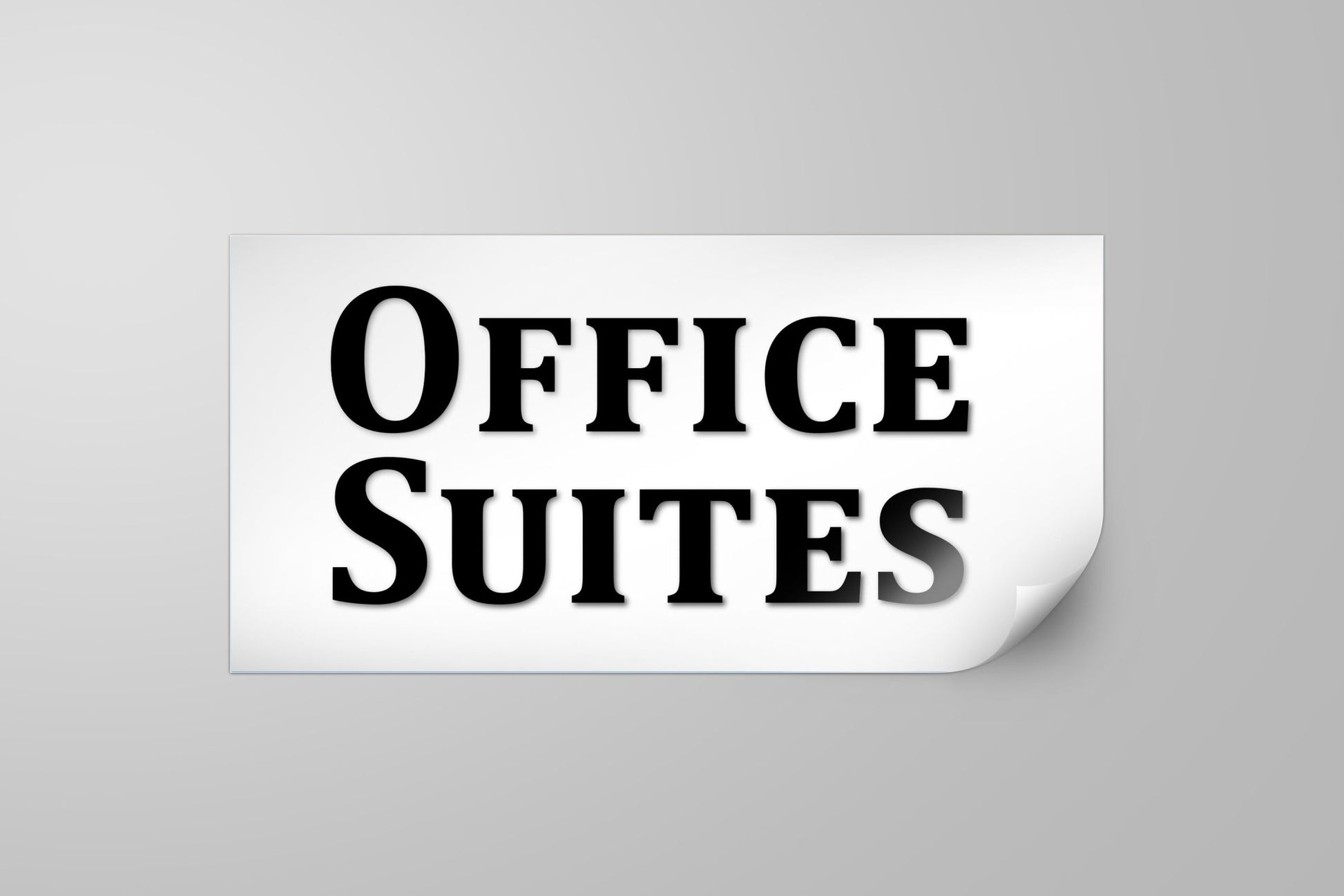Office Suites Business Sign Cover, Removable Sticker, 17.5"x8", Black and White
