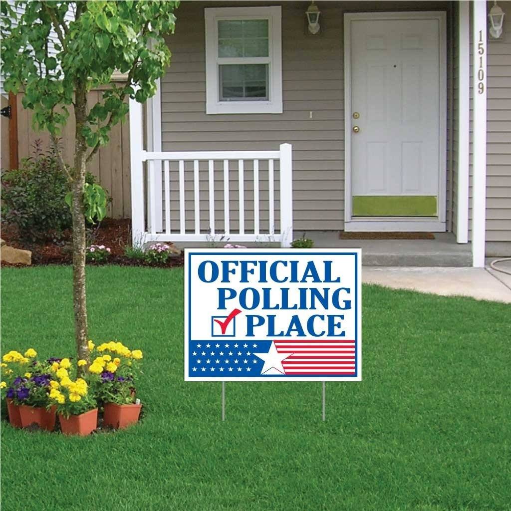 Official Polling Place Sign - 18"x24" Corrugated Plastic with EZ