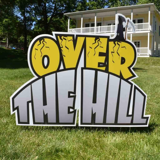 Over The Hill with Tombstones Birthday Yard Cards