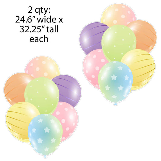 Pastel Balloon Clusters, Cakes & Stacks of Presents Yard Card Fillers (20855)