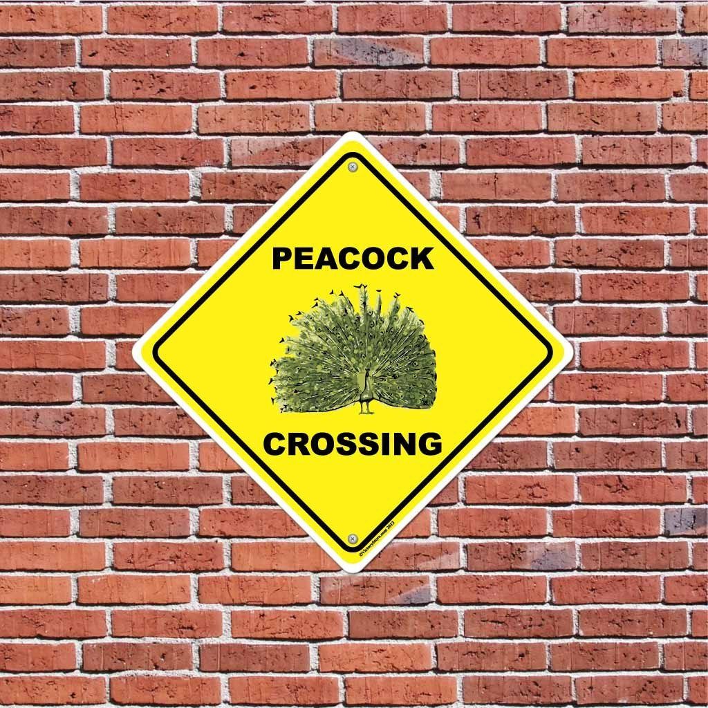 Peacock Crossing Sign or Sticker