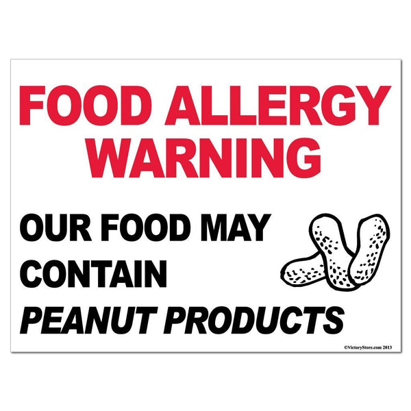 Peanut Products Food Allergy Sign/Sticker | VictoryStore – VictoryStore.com