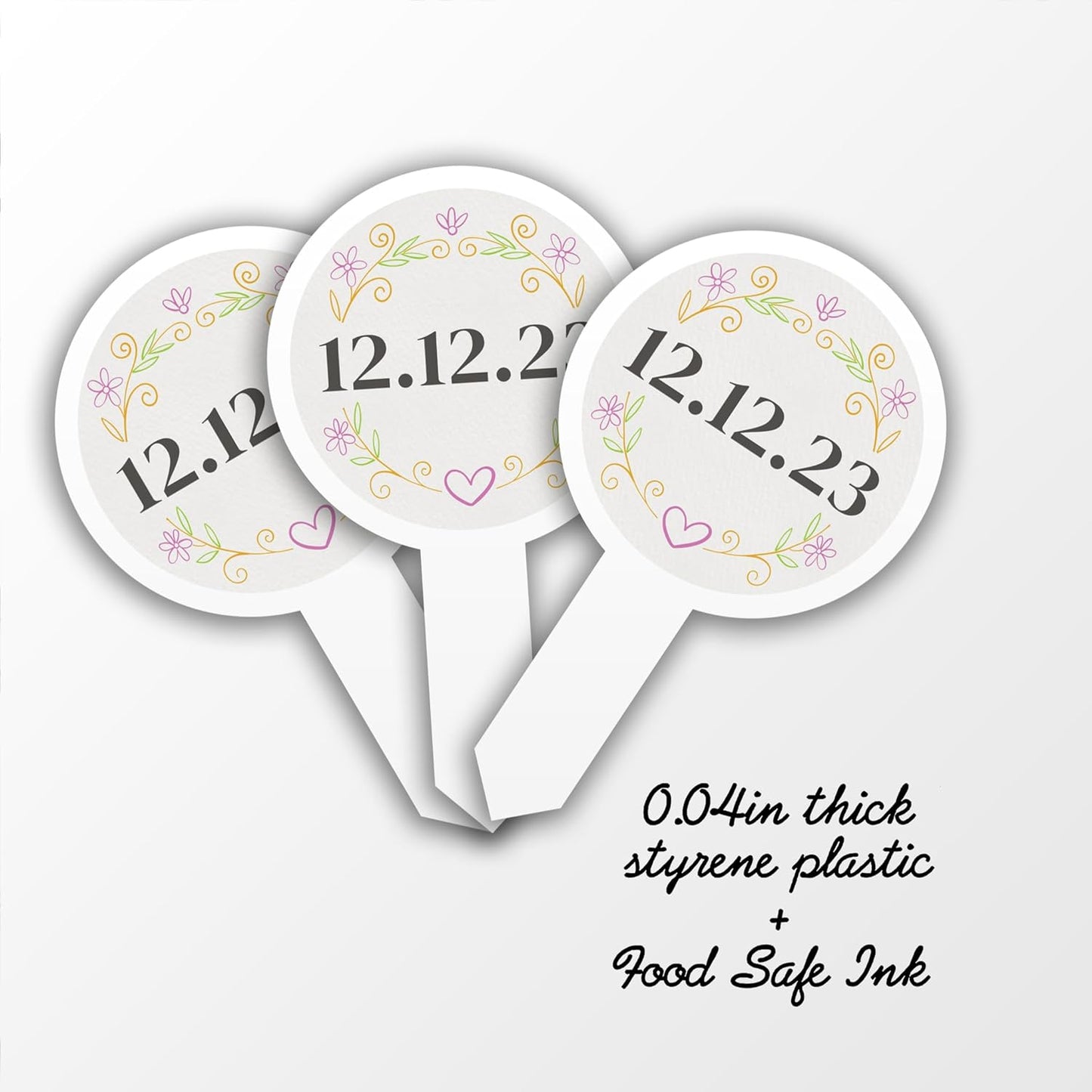 Personalized Floral Wedding Date Cupcake Toppers