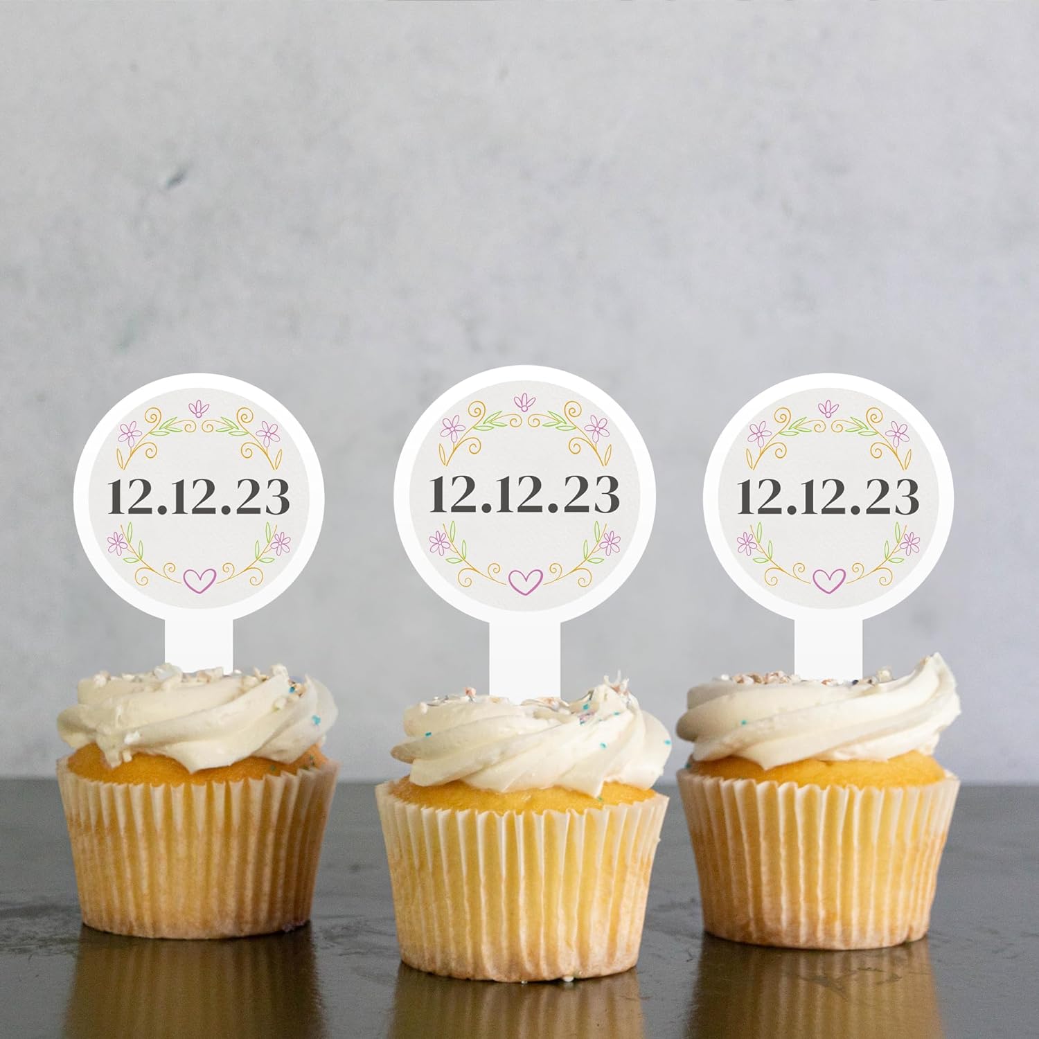 Personalized Floral Wedding Date Cupcake Toppers – VictoryStore.com