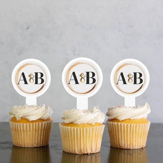 Personalized Gold Streak Wedding Toppers