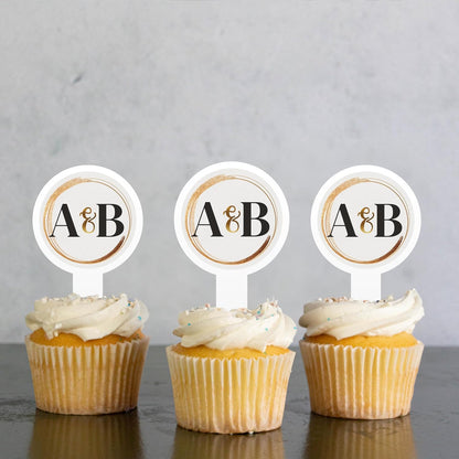 Personalized Gold Streak Wedding Toppers