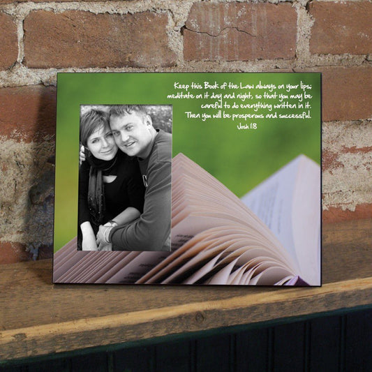 Joshua 1:8 Decorative Picture Frame - Holds 4x6 Photo