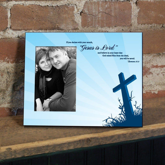 Romans 10:9 Decorative Picture Frame - Holds 4x6 Photo